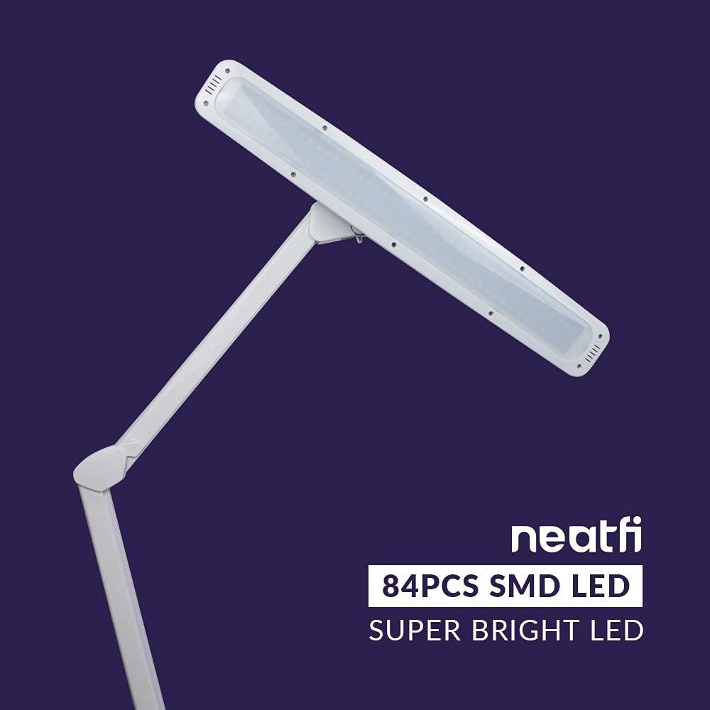 Uр Tо 40% оƒƒ Neatfi Elite HD XL Task Lamp with Clamp, 22.8 Wide, 1360 Lumens, 84PCS SMD LED, 6000-7000K, Super Bright Desk Lamp, Nonpolar Dimming, Multiple Brightness Levels, Ergonomic Design (White)