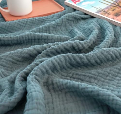 KyraHome 100% Cotton Throw Blankets for Couch, 60'x80'...