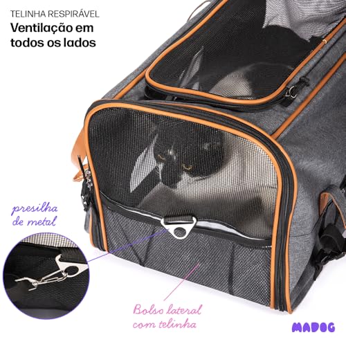 Bolsa Transporte Pet Grande Viagem Cabine Avião MADOG Lux ES