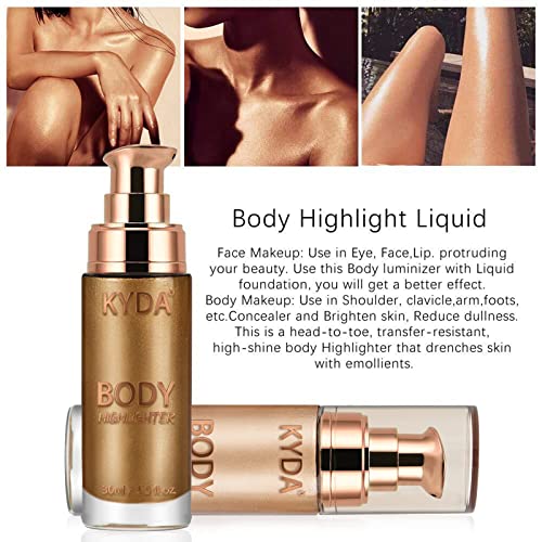 Kyda Body Luminizer, Waterproof Moisturizing And Glow For Face & Body, Radiance All In One Makeup, Face Body Glow Illuminator, Body Highlighter 1Fl.oz.-103 Glistening Bronze #TOP1