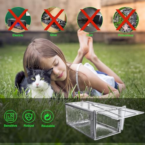 Sarstry Trappola Per Topi Vivi, 2 X Grande Xxl Gabbie Trappola Per Interno E Esterno - Senza Uccidere E Riutilizzabile - Pronta All'uso - Per Ratti E Piccoli Roditori - 31 Cm X 17 Cmx 13.5 Cm - 6