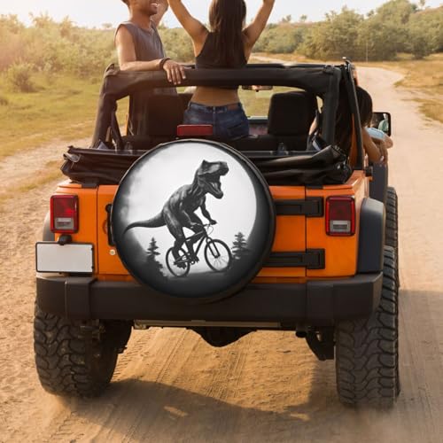 Image of Delerain Spare Tire Cover Dinosaur Moon Ride Bike Wheel Covers Waterproof Dust-Proof UV Sun Universal Fit for Trailer RV SUV Truck and Many Vehicle (17 Inch for Diameter 31 inch-33 inch)