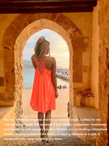Image of Women's Chiffon Summer Casual Sundress Spaghetti Strap Tank Beach Dresses Bathing Suit Coverup