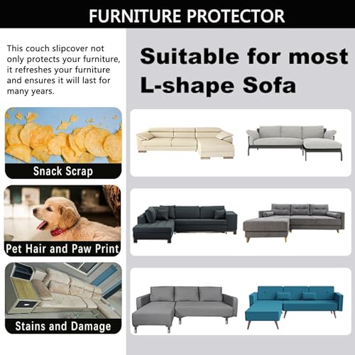 Funda elástica para sofá en forma de L protectora de muebles azul 7