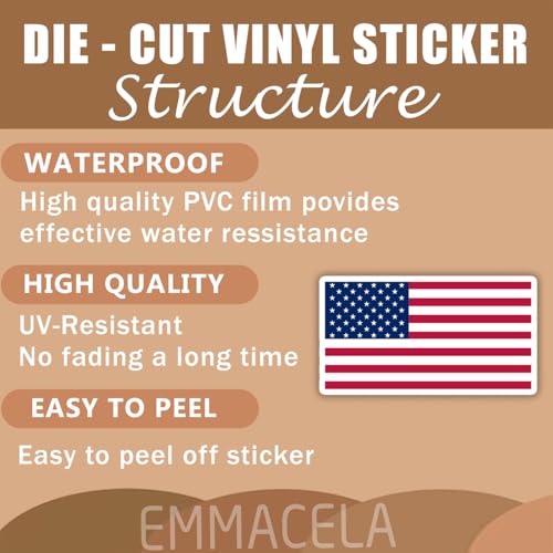 Image of (3PCS) America Flag stickers, USA American Sticker, US Patriotic Waterproof Vinyl Decals For Laptops, Tumblers, Water Bottles, Books, Scrapbooks, Size 3 x 1.7 Inch