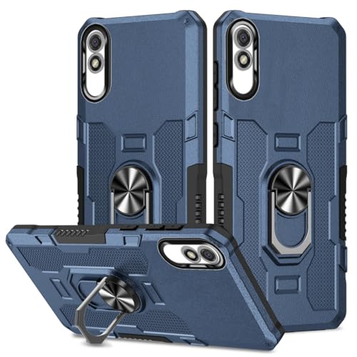 Coque Xiaomi Redmi 9A anti-chute avec support anneau rotatif 360 antichoc PC bleu