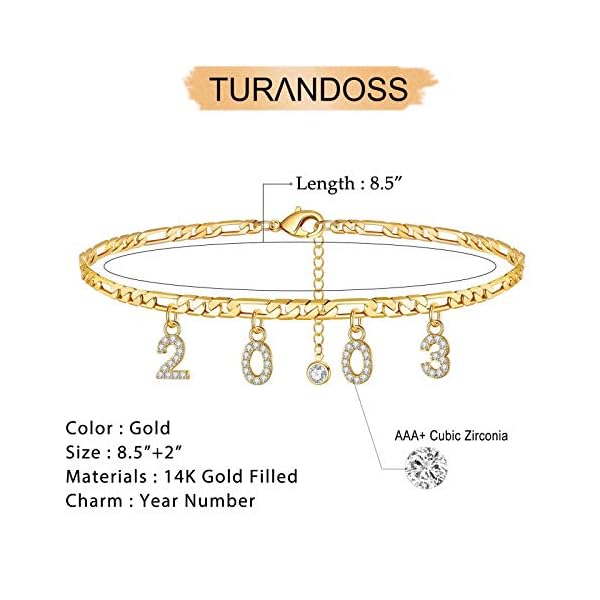Turandoss-Birth-Year-Number-Ankle-Bracelets-for-Women-14K-Gold-Filled-Dainty-CZ-Date-Anklet-Personalized-Birth-Year-Number-Ankle-Bracelets-for-Women-Beach-Foot-Jewelry Birth Year Number Ankle Bracelets for Women, 14K Gold Filled Dainty CZ 2003 Date Anklet Personalized Birth Year Number Ankle Bracelets for Women(2003)