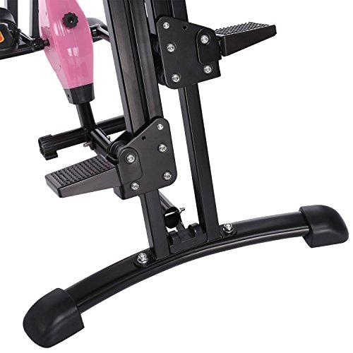 Home Stair Climber Machine, Folding Vertical Climber Cardio Exercise Machine Home Fitness Stepper Gym Exercise Bike for Total Body Workout Training (Pink) - Thumbnail 7