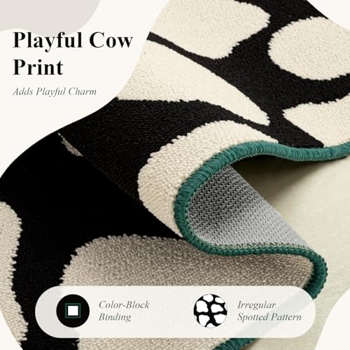 Qcold Front Door Mat Indoor,Spotted 24"x35"Non Slip Absorbent Back Doormat,Washable Resist Dirt Entrance Inside Mat,Low-Profile Floor Welcome Mats Entryway Rug,Black by Qcold - Image 3