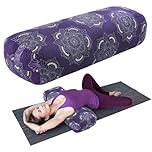 TOPROUD Yoga Bolster Pillow, Rectangular Yoga Pillow for Restorative Meditation, Bolster Meditation Cushion with Carry Handle, 70 * 27 * 15 CM (Purple)