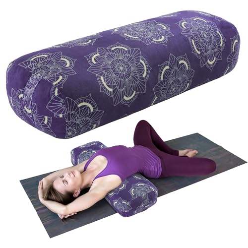 TOPROUD Yoga Bolster Pillow, Rectangular Yoga Pillow for Restorative Meditation, Bolster Meditation Cushion with Carry Handle, 70 * 27 * 15 CM (Purple)