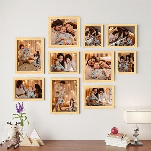 Image of Art Street Modern Wall Collage Photo Frame, Individual Picture Frame Set For Living Room, Decorative Wall Hanging Home Decor-Set Of 10 (4x6, 6x8, 8x8, 8x10 Inch, Beige)