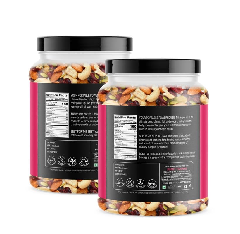 Image of Nature Purify Dried Fruits Combo Mix Dry Fruits and Mix Dry Fruits 250gm Each Pack OF 2 | Healthy Snacks Mixed Nuts with Dry Fruit | Nutrient-Rich Snack for Wellness | Diwali Gift
