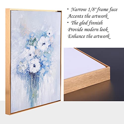 Image of GVS-ART DIY Metal Floating Frame for 24X24 Canvas Painting Art,4 /5 inch(2.1cm) Depth, Floater Frame,Mental Frame Kit, Cut to Pieces,Not Include Canvas or Mat Titannium Gold Frame