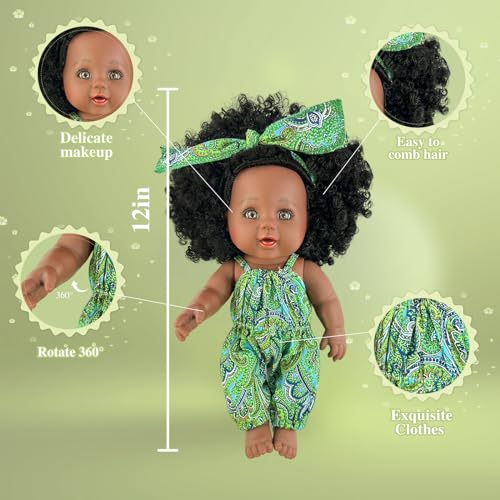 Nice2You N12-G 12In Black Baby Dolls For Girl, African American Black Doll For 1-3 Years Old thumb #1