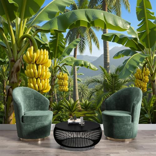 Papier peint feuilles de palmier bananier et tapisserie photo paysage tropical 200X140 - 3