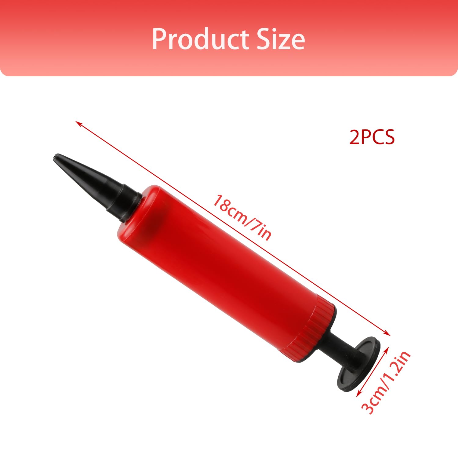 Rumyve Balloon Hand Pump Inflator, Arch Kit, Garland, Latex & Foil Balloons, Yoga Balls (Red) - 2pcs - Image 2