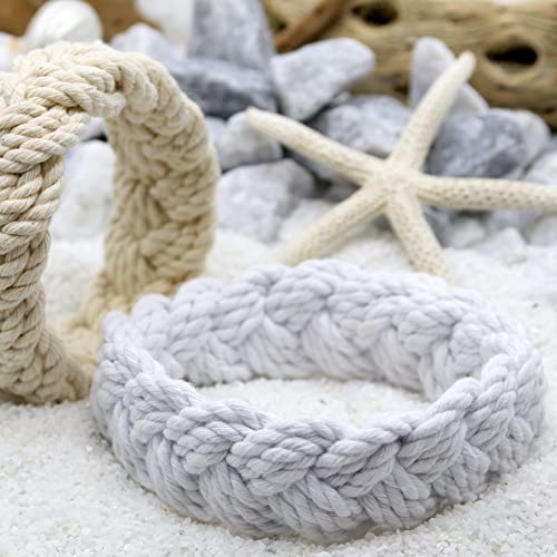 FROG SAC Sailor Knot Rope Bracelets - Natural and White Nautical Set for Men and Women - Cotton Fisherman's Jewelry4