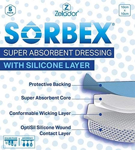 Super Absorbent Dressing Pad with OptiSil Silicone Contact Layer for Moderate to Heavy exuding Wounds (15x15)