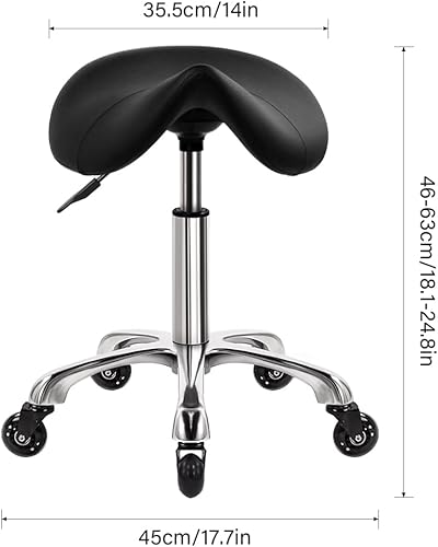 Miniatura 3 de Taburete rodante de alta resistencia con ruedas, taburete giratorio hidráulico ajustable, silla ergonómica de cuero grueso para cocina, dibujo,