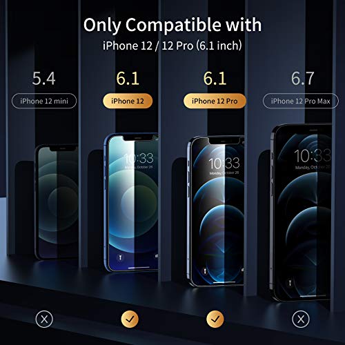 Image of UNBREAKcable Privacy Screen Protector for iPhone 12 / iPhone 12 Pro, Shatterproof Tempered Glass [True 28Anti Spy] [9H Hardness] [Easy Installation Frame] Black Protector for iPhone 6.1 inch - 2 Pack