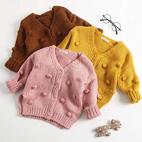 Meninas Manga comprida Casaco Abotoar Bolas Suéter Caloroso Outwear Tops Casaco Cair Roupas de inver