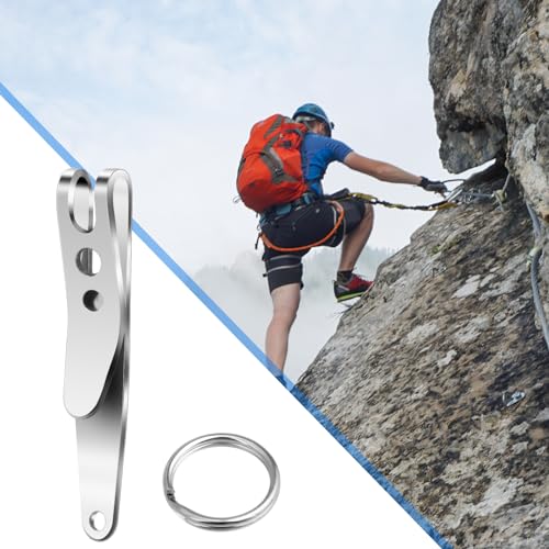 2 Stück Schlüsselhalter mit Schlüsselanhänger Edelstahl Taschenclip Outdoor Gürtelclip Mehrzwecker Taktische Clip Keyring Aufhängetaschenclip für Schlüsseln Taschenlampen Täglichen Gebrauch