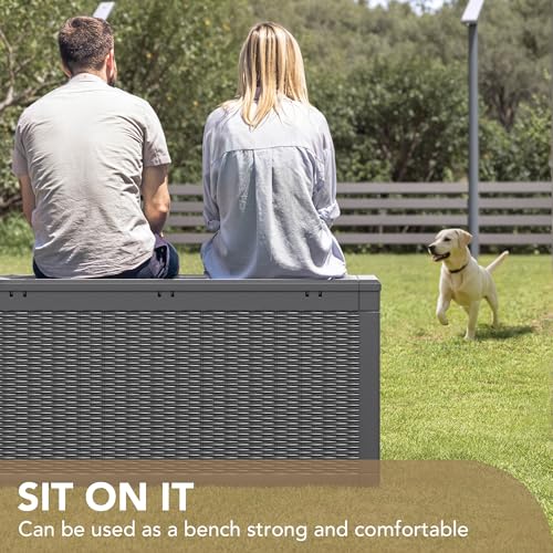 Image of Devoko 100 Gallon Waterproof Deck Box, Resin Large Outdoor Storage Box