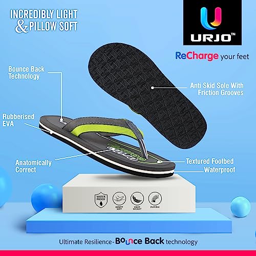 Image of URJO LM 105 Men's Slippers /FlipFlops Lightweight Super Flexible Arch Support Durable Anti Skid & Stylish Dailywear Slippers /FlipFlops for Men