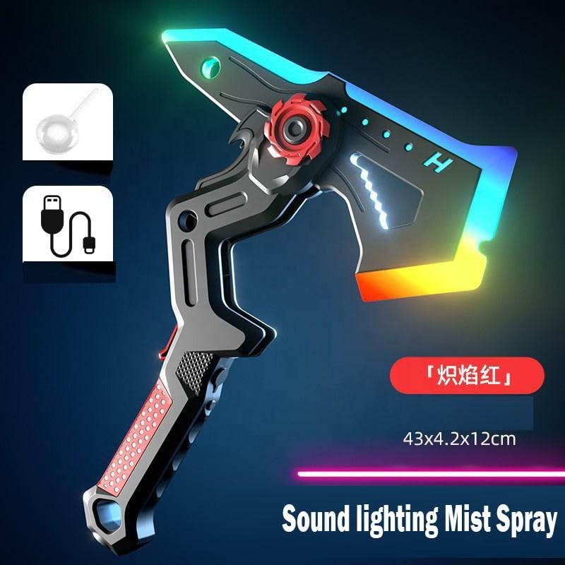 Image of Cable World 2-in-1 LED Fog Axe Sword,Fog Effect Swords with Multicolor LED Lights and Sound Effects, 7 Color Change, One Button Switch Combine Design USB Rechargeable Cosplay Gift Toy