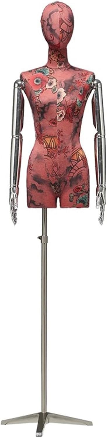 CONGRUI Chinese Style Detachable Female Mannequin, Adjustable Fiberglass Torso And Electroplated Store Clothing Display(Red2)