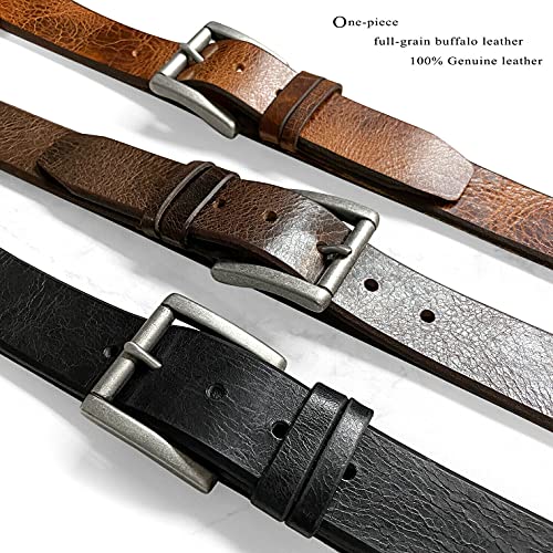 BS0008 Genuine Full Grain Leather Vintage Casual Jean Belt 1-1/2"(38mm) Wide2