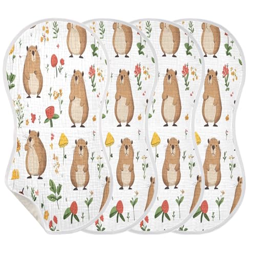 JUZIHAI 1Pack Cute Capybara Baby Burp Cloths Soft Cotton Burp Rags,Super Absorbent Burp Cloth Bag for Newborn Baby Boys/Girls3