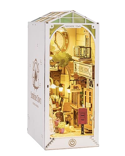 Rowood Book Nook Kits for Adults Bookshelf Insert Decor Alley 3D Wooden Puzzle Bookend DIY Craft...