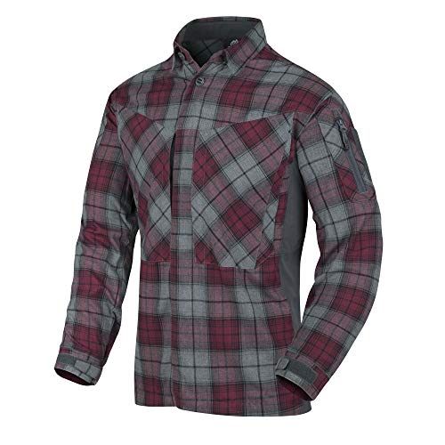 Helikon-Tex MBDU Flannel Shirt, Ruby Plaid, XLarge, Polyester, Patrol Line, Outdoor Tactical Look
