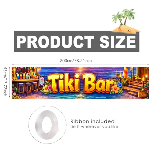 Image of Nuxovilar Tiki Bar Sign Luau Party Decorations 78.7x17.7Inches