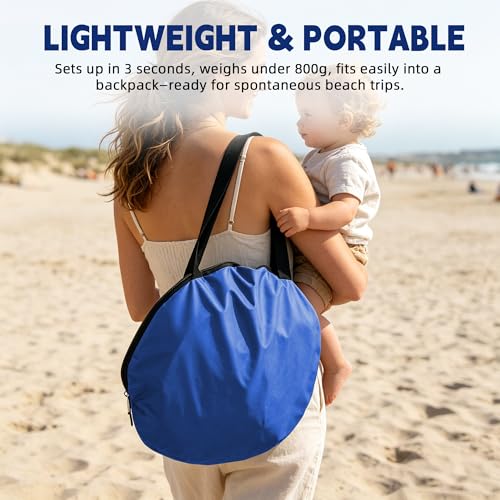 Image of NARMAY Camping Tent, Pop Up Beach Tent, Portable Sun Shelter for 1-2 Person with UPF 50+ UV Protection - Blue