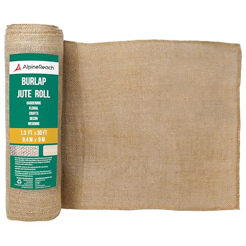 AlpineReach Burlap Fabric Roll 1.3ft x 30ft - Multipurpose Natural Jute for Tree & Plant Frost Protection Wedding Runner Decorations Home Center Pieces Rustic Fiber Party Dcor Gardening