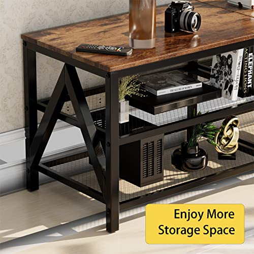 Image of 63 inch TV Stand for TVs up to 70 Inch with 3-Tier Storage Shelves