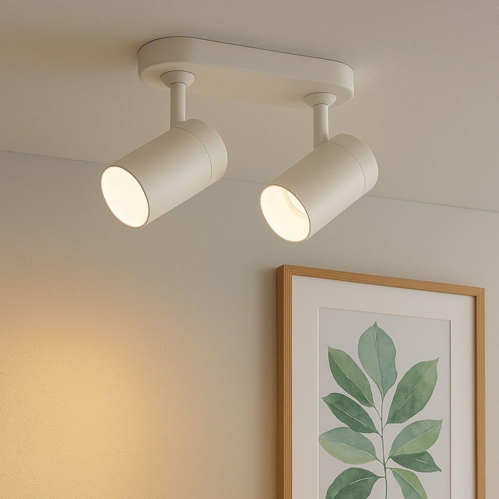 MAZZOLA LUCE Applique lampada con faretti da parete due luci bianco gu10 led direzionali orientabili per interni