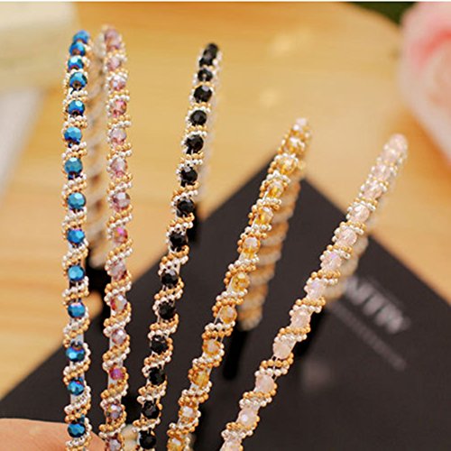 Ruihfas Fashion 5Pcs Bling Rhinestone Hair Hoop Band Crystal Beaded Headband For Women #TOP3