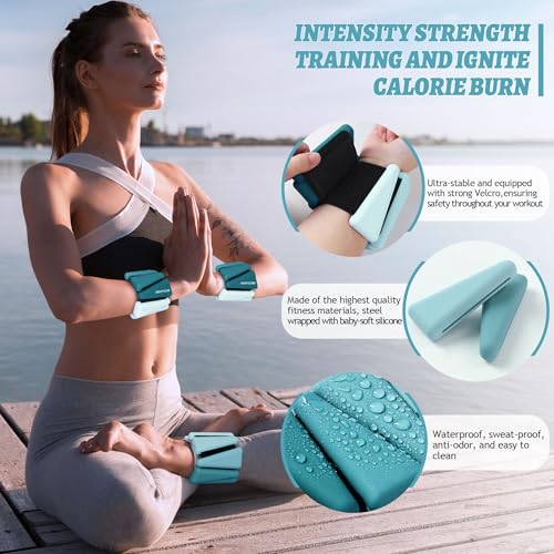 Image of BECOJADDE Ankle Weights for Women Wrist Weights Set of 2 (1 lb /2 lb Each) Adjustable Arm Leg Weight for Womens Men Suitable for Walking Swimming Running Pilates Yoga Gym