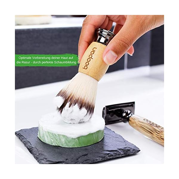 boopan® Premium Rasierpinsel vegan mit Bambus-Holz für Herren und Damen - weich wie Dachshaar - shaving brush – Bild 4