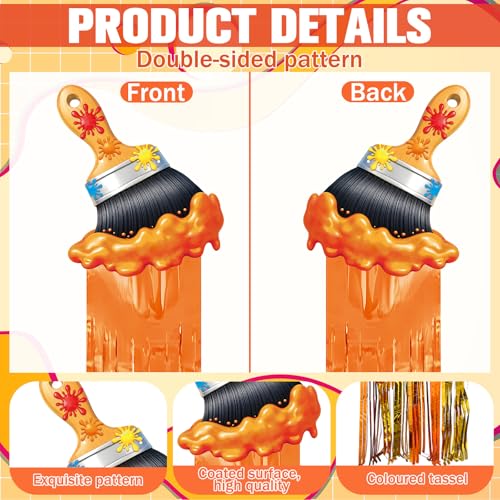 Image of Affrolling 8 Pcs Art Paint Party Decoration Back to School Paint Brush Hanging Decorations with Tassels for Classroom Back to School Art Birthday Party Supplies 3.4 ft Summer Door Banner Sign Decor