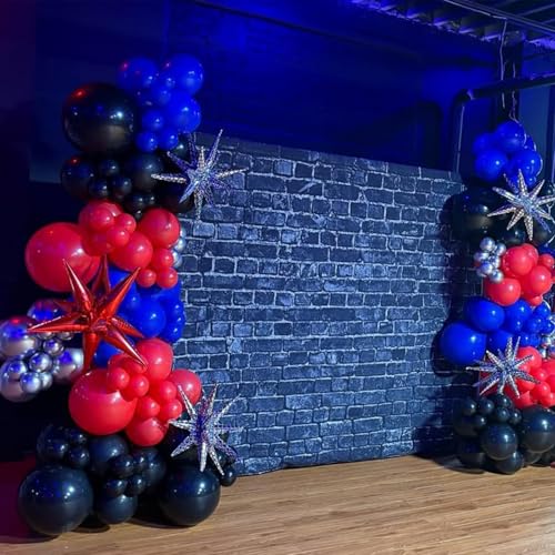 Image of Red Blue and Black Balloons, 67pcs 12 Inch Red Blue Confetti Silver Balloon for Boys Birthday Party Baby Shower Graduation Party Decoration