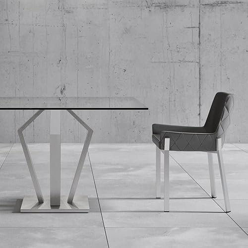 Miniatura 9 de ZURI Sydney Silla de comedor de cuero sintético marrón con patas de acero inoxidable cepillado