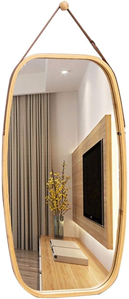 Freestanding Bathroom Mirror Wall Mirror for Bedroom Full Length Full Length Tall Mirror 29″/39″ Rectangular Floor Standing Makeup Dressing Mirror with Adjustable Pu Leather Strap Frame 43×74