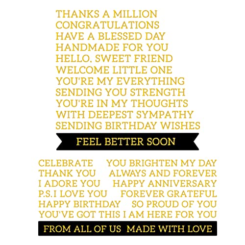 ORIGACH 2 Pcs Inspirational Sentiments Words Hot Foil Plate Positive Words Metal Foil Plates Embossing Template for Card Making DIY Scrapbooking Photo Album Decorative