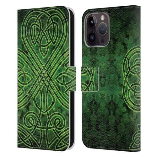 Funda libro iPhone 15 Pro Max antigolpes con tarjetero y diseño celta para evitar arañazos