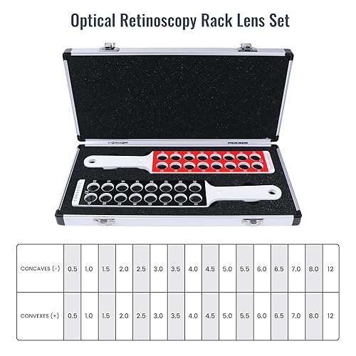 Image of 32 Lenses Optical Retinoscopy Rack Lens Set Ophthalmic Optometry Equipment for Quick Examination of Diopter Spectacles with a Aluminum Case